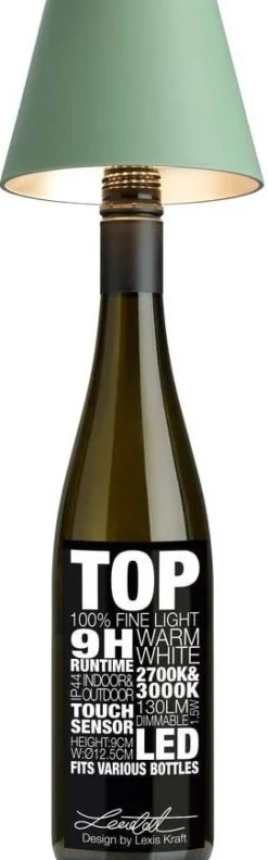 Abat-jour à fixer sur bouteille Top 11 cm (Vert olive)