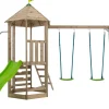 Aire de jeux en bois avec glissière et portique Castelwood