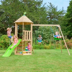 Aire de jeux en bois avec glissière et portique Castelwood