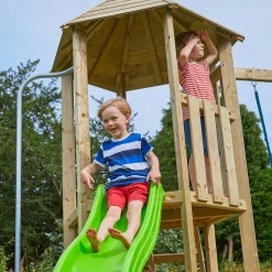 Aire de jeux en bois avec glissière et portique Castelwood