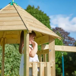 Aire de jeux en bois avec glissière et portique Castelwood