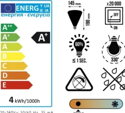 Ampoule pyramide LED ambré 19 cm