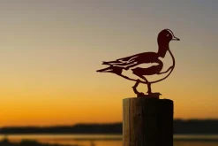 Animal décorarif canard siffleur en acier corten