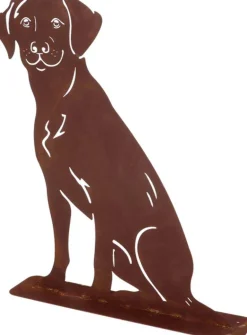 Animal de compagnie décoratif en métal rouillé (Chien assis)