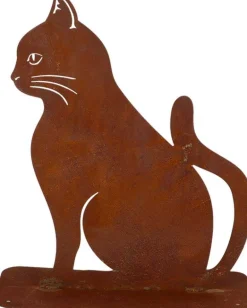 Animal de compagnie décoratif en métal rouillé (Chat assis)