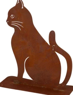 Animal de compagnie décoratif en métal rouillé (Chat assis)