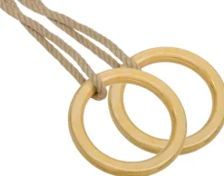 Anneaux de gym bois avec cordes chanvre (Lot de 2)