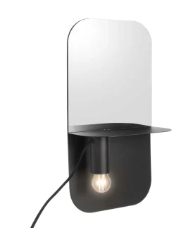 Applique murale avec miroir intégré Plate (Noir)
