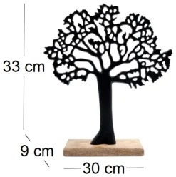Arbre décoratif en aluminium noir et bois de manguier Arbre de vie