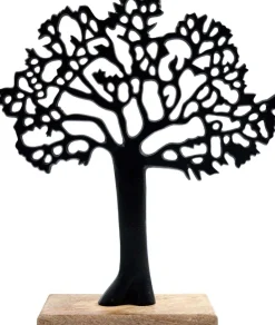 Arbre décoratif en aluminium noir et bois de manguier Arbre de vie
