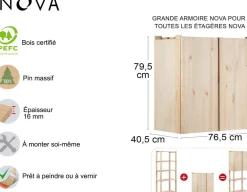 Armoire de rangement en pin massif Nova (76.5 x 40.5 x 79.5 cm)
