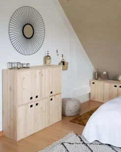 Armoire en pin brut 1 porte 2 tablettes Dinamic