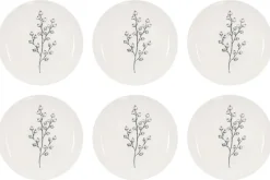 Assiette en porcelaine Cottage 20 cm (Lot de 6) (Blanc et gris)