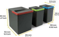 Bacs de tri pour tiroir de cuisine Recycle (2 bacs de 7 litres et 1 bac de 15 litres)