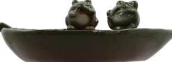 Bain oiseau en grès Nature (Grenouilles vertes)