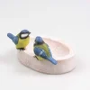 Bain oiseau en résine avec oiseaux 20 x 15 x 10.5 cm (Mésange charbonnière)