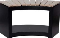 Banc acier et bois avec rangement à bûches (Incurvé)