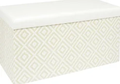 Banc coffre de rangement tressage Mirage (Blanc)