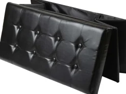 Banc coffre polyuréthane couvercle capitonné (Noir)