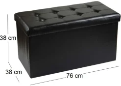 Banc coffre polyuréthane couvercle capitonné (Noir)