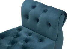 Banc en tissu Paris 120 x 40 x 60 cm (Bleu sarcelle - Noir et Doré)
