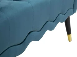 Banc en tissu Paris 120 x 40 x 60 cm (Bleu sarcelle - Noir et Doré)