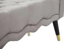 Banc en tissu Paris 120 x 40 x 60 cm (Gris - Noir et Doré)