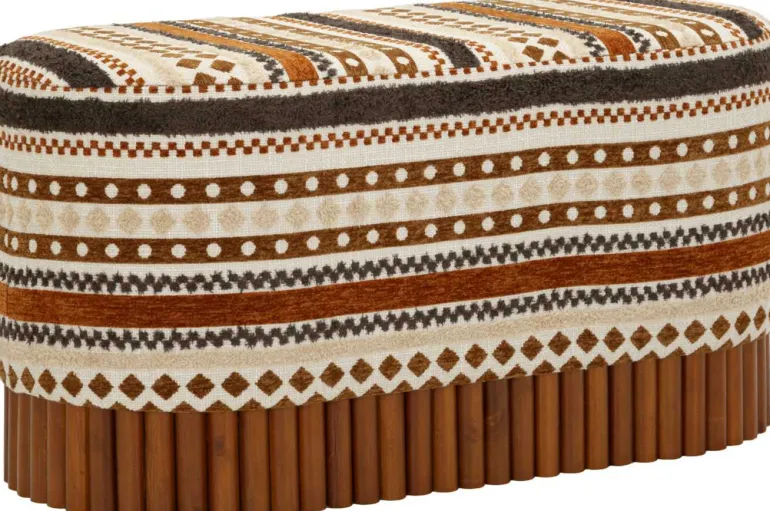 Banc ovale en tissu Etnic 82 x 40 x 40 cm