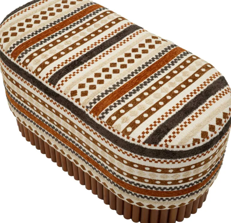 Banc ovale en tissu Etnic 82 x 40 x 40 cm