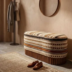 Banc ovale en tissu Etnic 82 x 40 x 40 cm