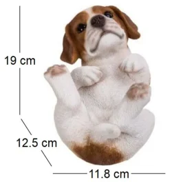 Bébé Jack russel sur le dos en résine 19 cm