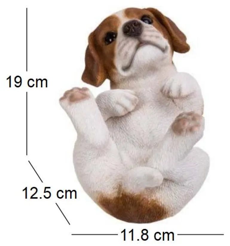 Bébé Jack russel sur le dos en résine 19 cm