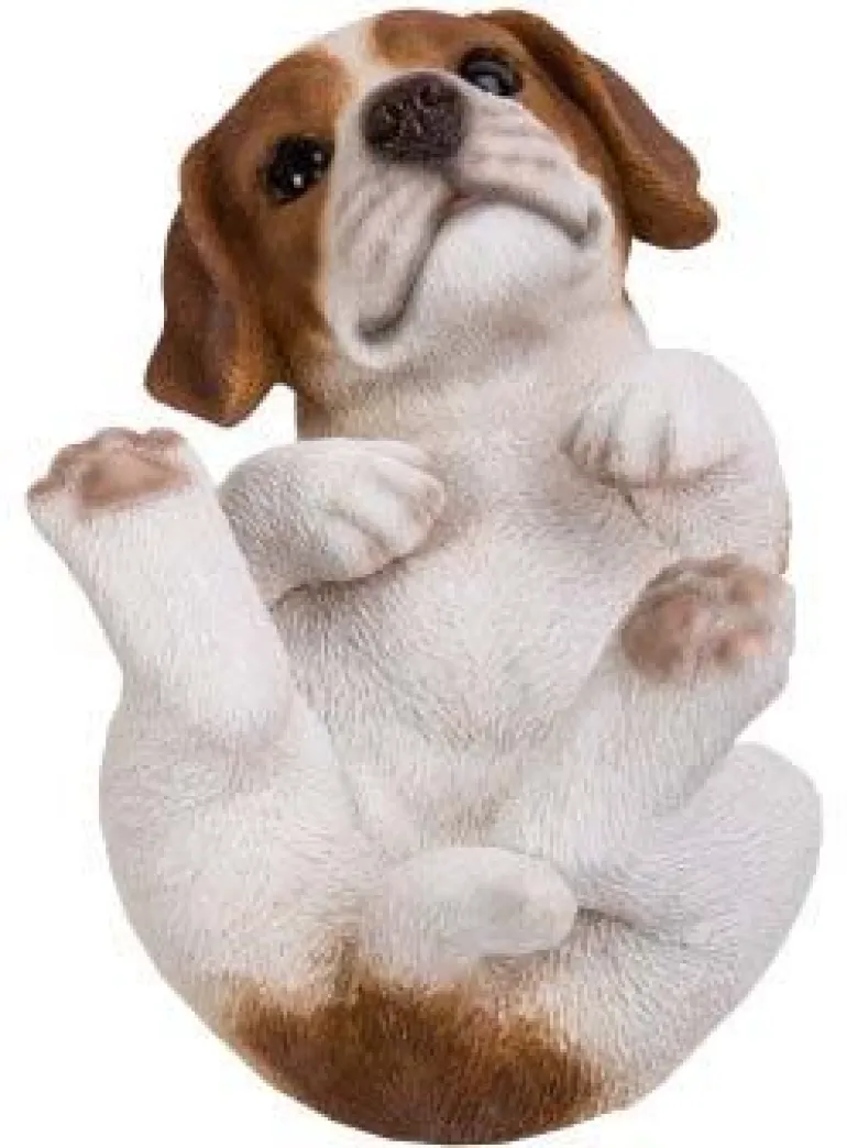 Bébé Jack russel sur le dos en résine 19 cm