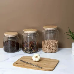Bocal de conservation en verre couvercle en bois 1.9 litres