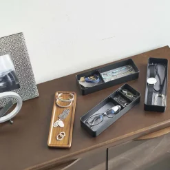 Boite à bijoux 3 niveaux en plastique Slim (Noir)