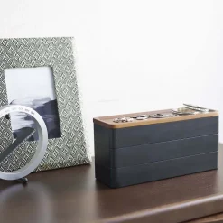 Boite à bijoux 3 niveaux en plastique Slim (Noir)