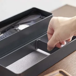 Boite à bijoux 3 niveaux en plastique Slim (Noir)