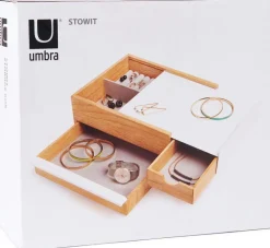 Boite à bijoux tiroir secret Stowit (Bois clair)