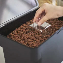 Boite à croquettes en plastique avec verre doseur Pet (Noir)