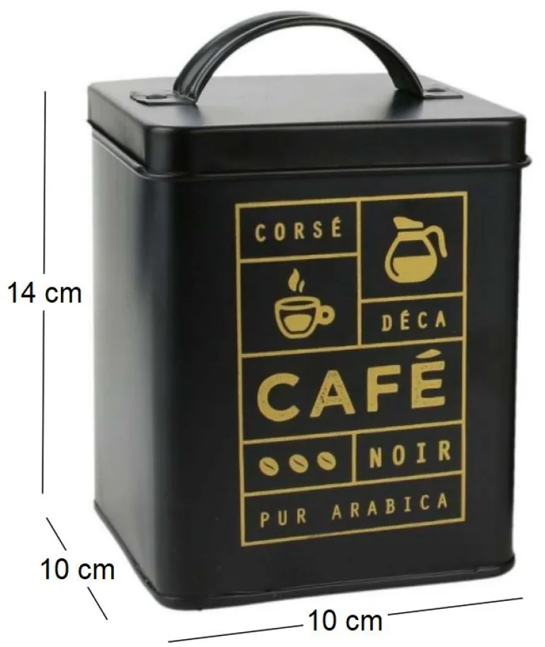 Boite en métal noir mat Nora (Café)