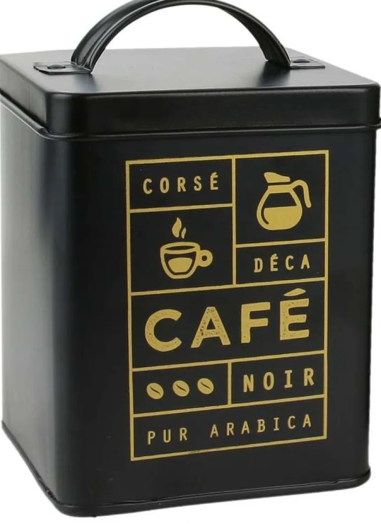 Boite en métal noir mat Nora (Café)