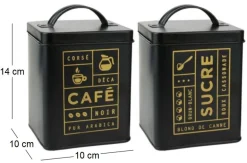 Boite en métal noir mat Nora (Lot de 2)