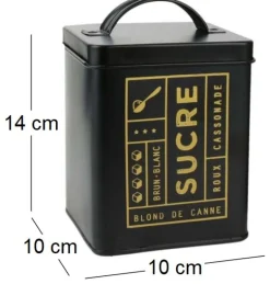 Boite en métal noir mat Nora (Sucre)