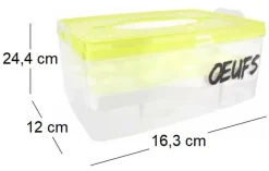 Boite à oeufs en plastique 24 emplacements 2 étages (Couvercle jaune clair)