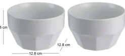 Bol en céramique Facette (Lot de 2) (Gris clair)