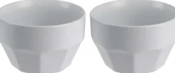 Bol en céramique Facette (Lot de 2) (Gris clair)
