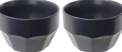 Bol en céramique Facette (Lot de 2) (Anthracite)