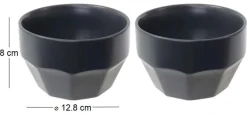 Bol en céramique Facette (Lot de 2) (Anthracite)