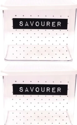 Boîte de conservation transparente à messages couvercle blanc (Lot de 2)