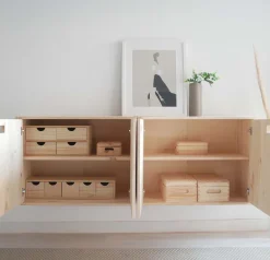 Boîte de rangement en pin massif avec couvercle (Taille 1)